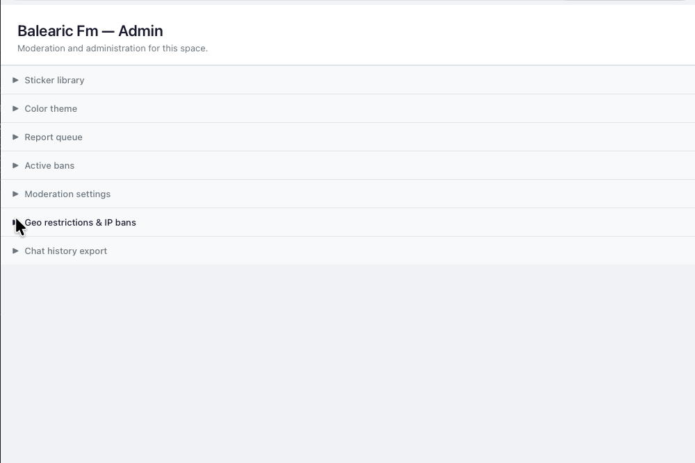 Relaya admin panel showing moderation controls