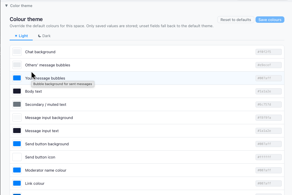 Relaya visual theme editor